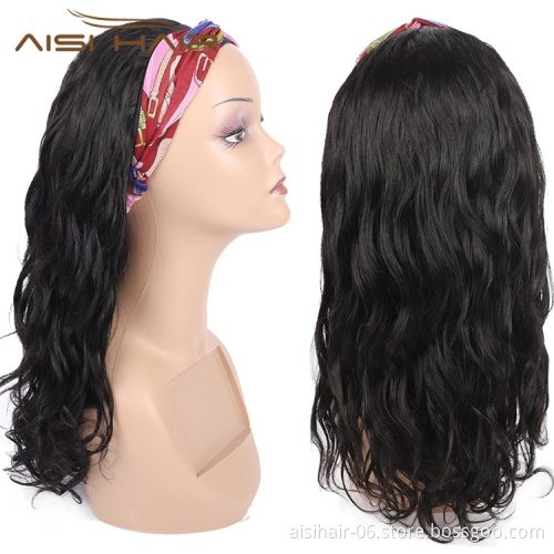 Natural Curly Black Wigs Human Hair Wig Headband Women Glueless Brzilian Raw None Lace High Quality Wholesale Price Humen Hair